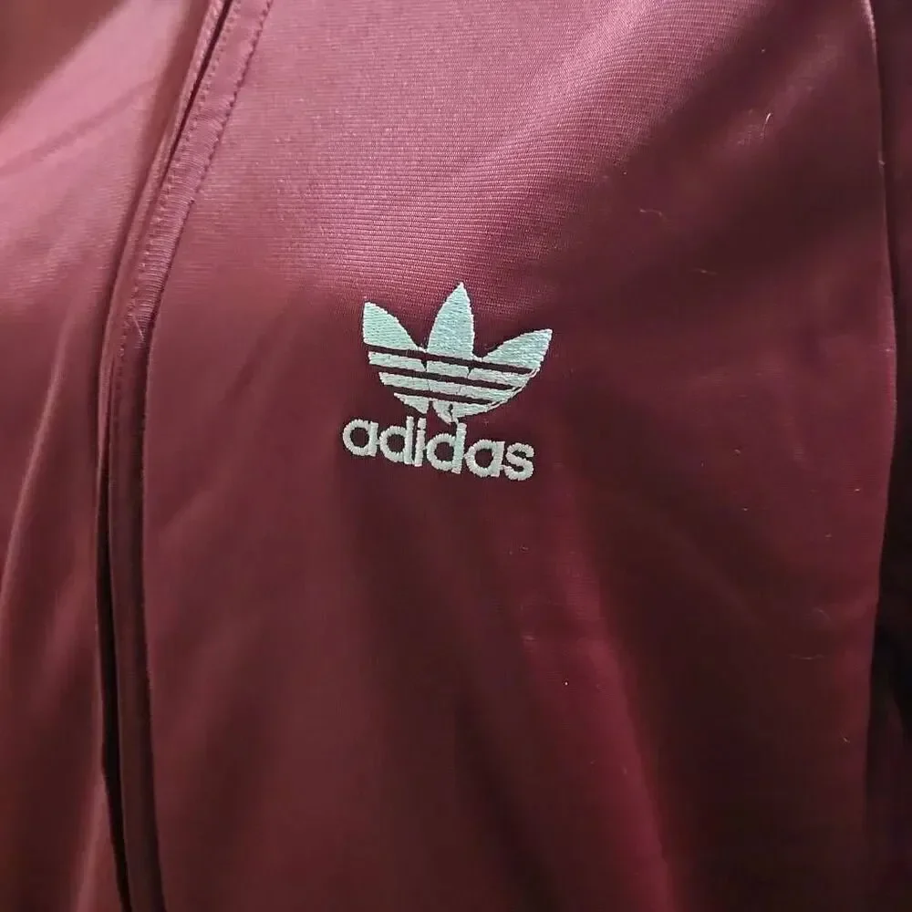VTG Adidas Unisex Size Medium ATP Keyrolan Crimson Gray 3 Stripes Track Jacket